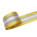 Striped Woven Webbing, Yellow-Silver, 50 mm