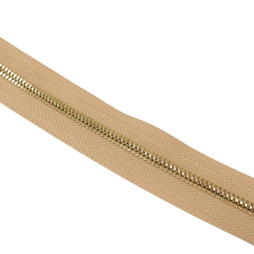 Polished YKK Zipper, Gold, Beige, T5
