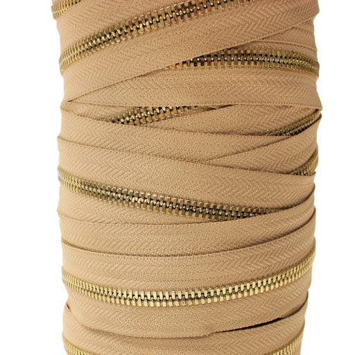 Polished YKK Zipper, Gold, Beige, T5