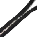 Polished YKK Zipper, Nickel, Black, T5