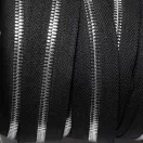 Polished YKK Zipper, Nickel, Black, T5
