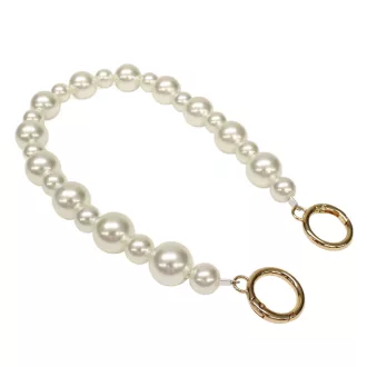 Pearl Bag Chain – White, 47 cm, with Gold Detachable Rings
