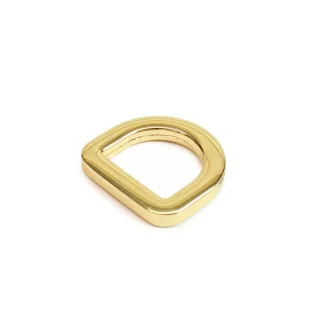 Cast Zamak Flat D-Ring – 15 mm, Gold Colour