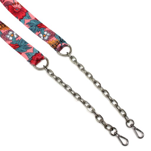 Wide bag strap with chain, nickel