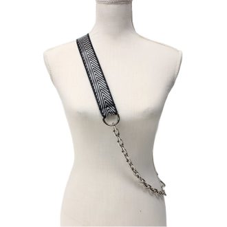 Wide bag strap with chain, nickel