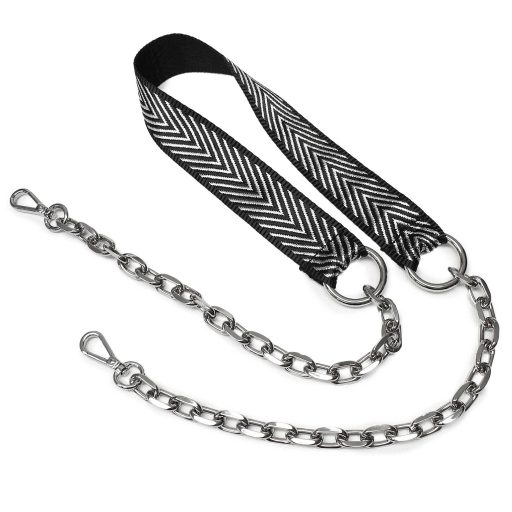 Wide bag strap with chain, nickel