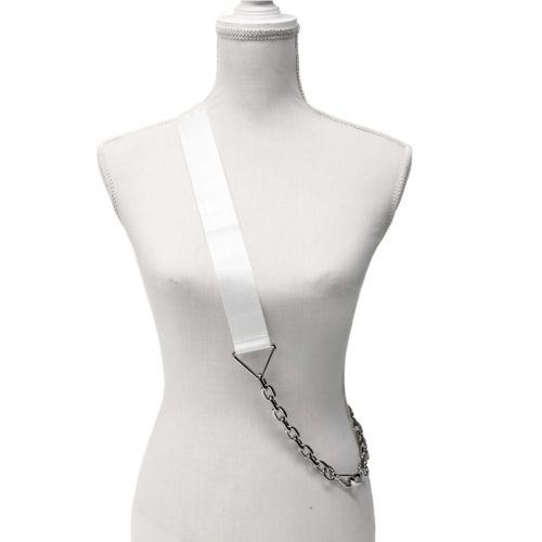 Wide bag strap with chain, nickel