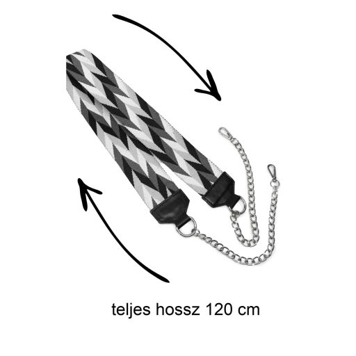 Wide bag strap with chain, nickel