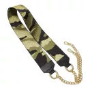 Gold-black wide bag strap with chain, gold