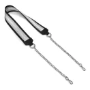 Green wide bag strap with chain, nickel