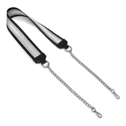 Green wide bag strap with chain, nickel