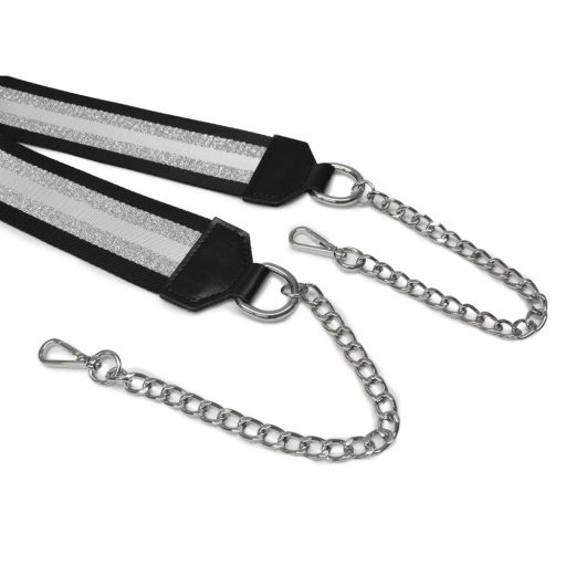 Green wide bag strap with chain, nickel