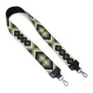 Green wide bag strap with chain, nickel
