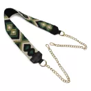 Green wide bag strap with chain, nickel