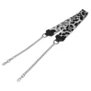 Green wide bag strap with chain, nickel