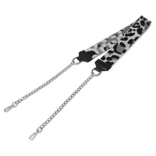 Green wide bag strap with chain, nickel