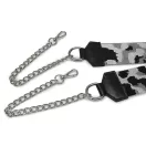 Green wide bag strap with chain, nickel