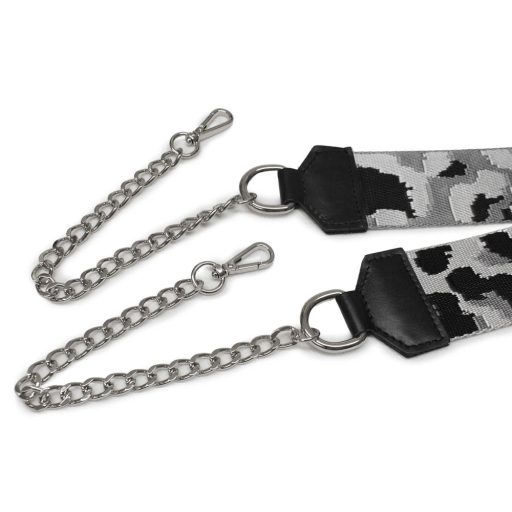 Green wide bag strap with chain, nickel