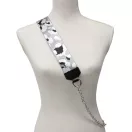 Green wide bag strap with chain, nickel