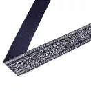 Kashmir patterned blue wide bag strap with chain, nickel