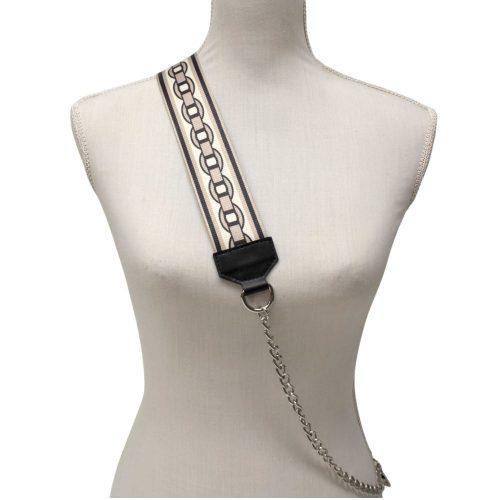 Wide bag strap with chain, nickel