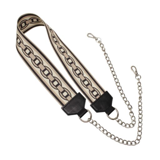 Wide bag strap with chain, nickel