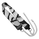 Black-silver wide bag strap with chain, nickel