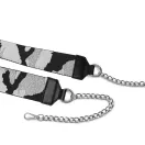 Black-silver wide bag strap with chain, nickel