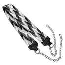 Black and white wide bag strap with chain, nickel