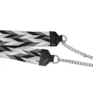 Black and white wide bag strap with chain, nickel