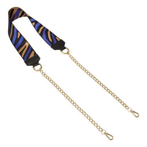 Green wide bag strap with chain, nickel