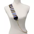 Green wide bag strap with chain, nickel