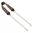 Green wide bag strap with chain, nickel