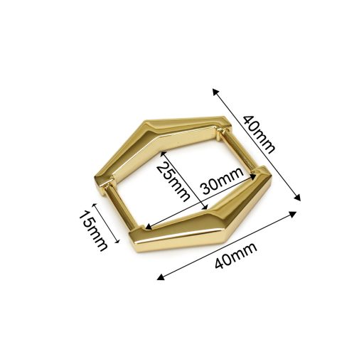 Hexagonal Handle Holder for 15mm Bag Straps, Gold Colour