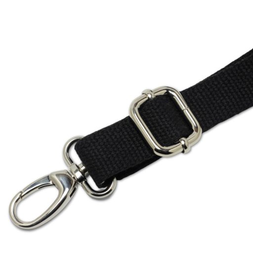 bag shoulder strap Cotton, Black, 25 mm, Nickel