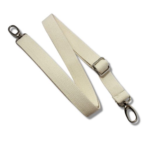 bag shoulder strap Cotton, Off White Coloured, 30 mm, Nickel