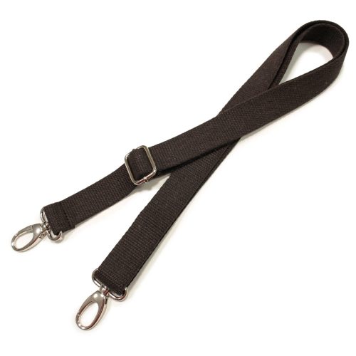 bag shoulder strap Cotton, Dark Brown, 30 mm, Nickel