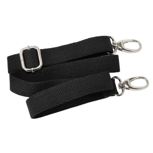 bag shoulder strap Cotton, Black, 30 mm, Nickel