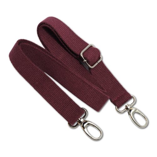 bag shoulder strap Cotton, Wine Red Coloured, 30 mm, Nickel