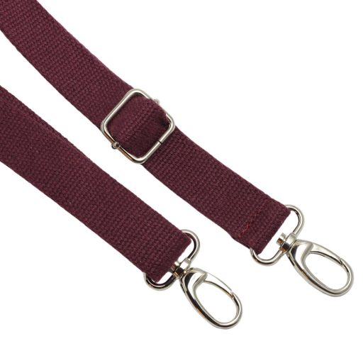 bag shoulder strap Cotton, Wine Red Coloured, 30 mm, Nickel