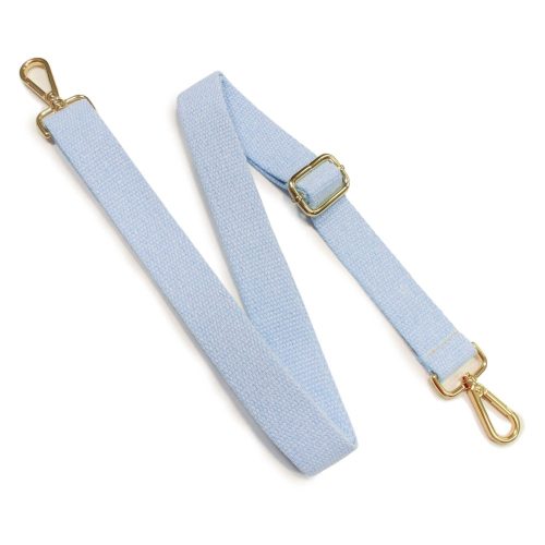 bag shoulder strap Cotton, Light Blue, 30 mm, Gold