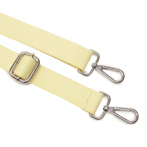 bag shoulder strap Cotton, Pale Yellow, 30 mm, Nickel