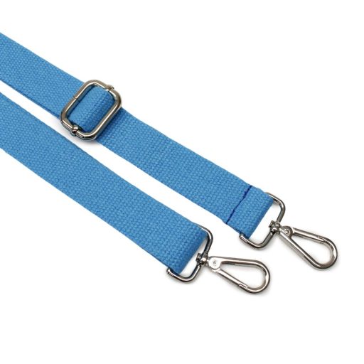 bag shoulder strap Cotton, Light Blue, 30 mm, Gold