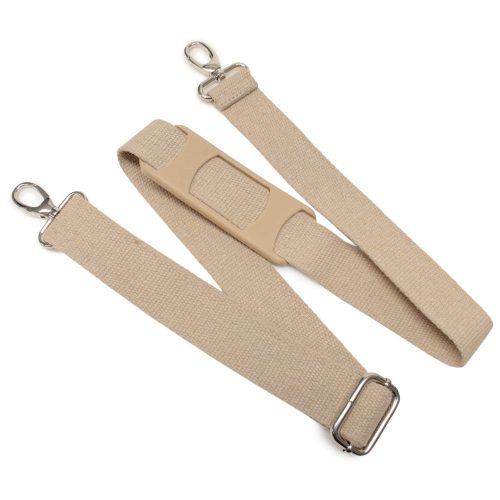 bag shoulder strap Cotton, Flax Coloured, 40 mm, Nickel, with Shoulder Pad