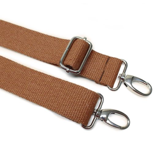 bag shoulder strap Cotton, Caramel, 40 mm, Nickel
