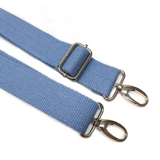 Bag shoulder strap Cotton, jeans blue 40 mm, Nickel