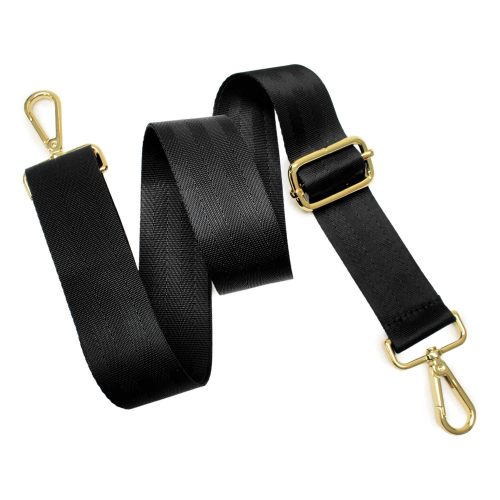 bag shoulder strap, Black, 40 mm, Gold