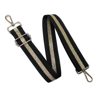   Stylish Black Gold Striped Bag Strap – 4 cm Wide, Adjustable