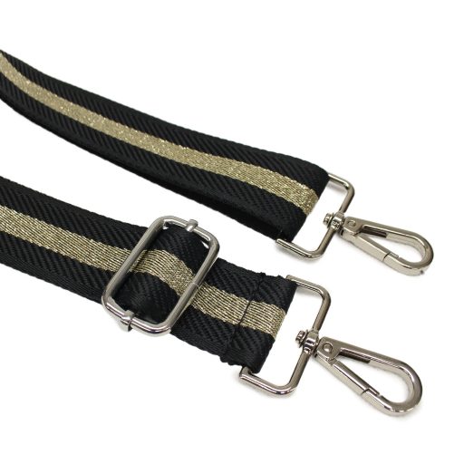Stylish Black Gold Striped Bag Strap – 4 cm Wide, Adjustable