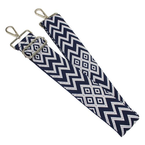 Blue White ZigZag Bag Strap, 50 mm wide